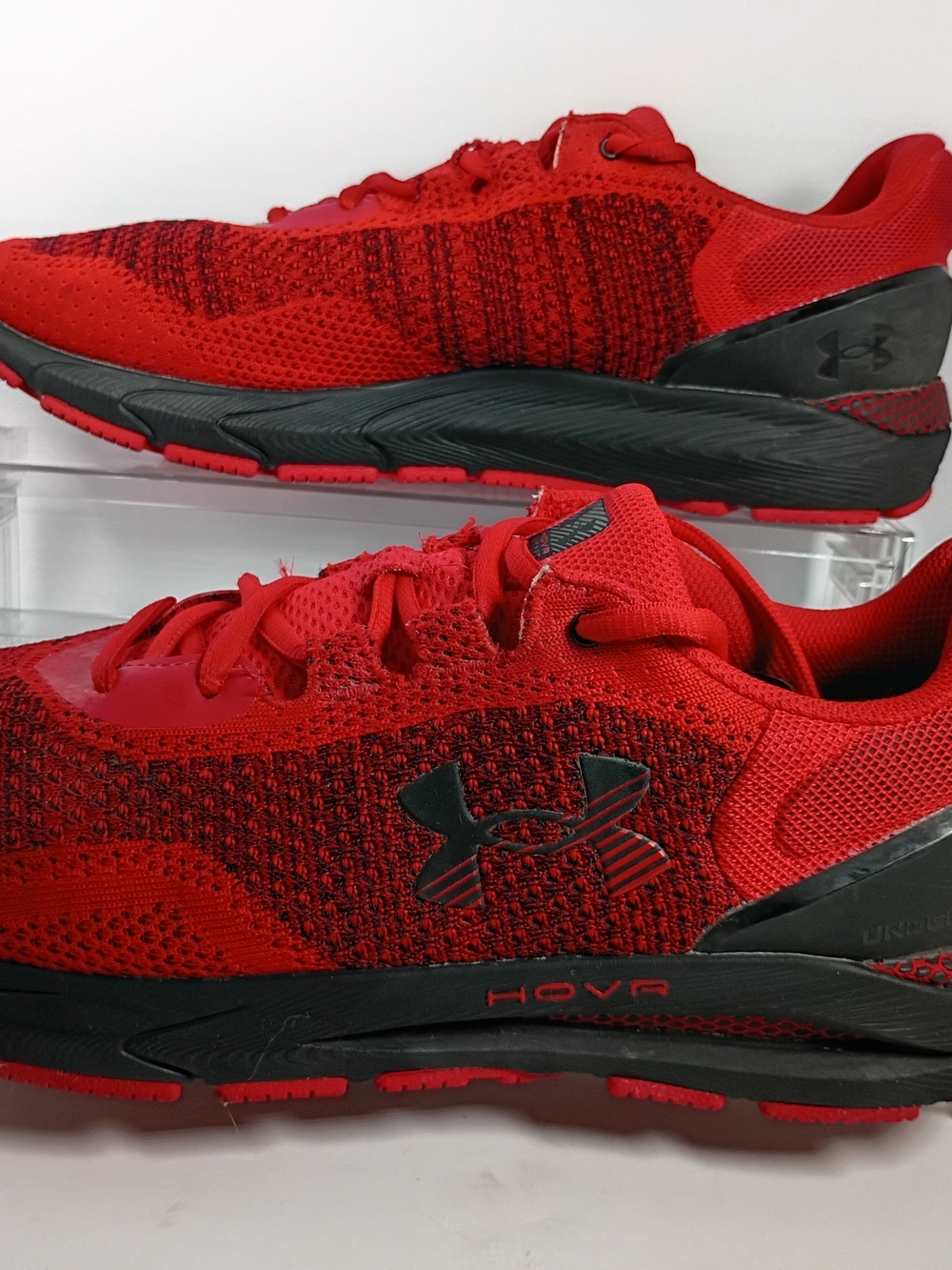 Under Armour HOVR Intake 6 Red Black Knit Men's Running Athletic Sneakers 11.5